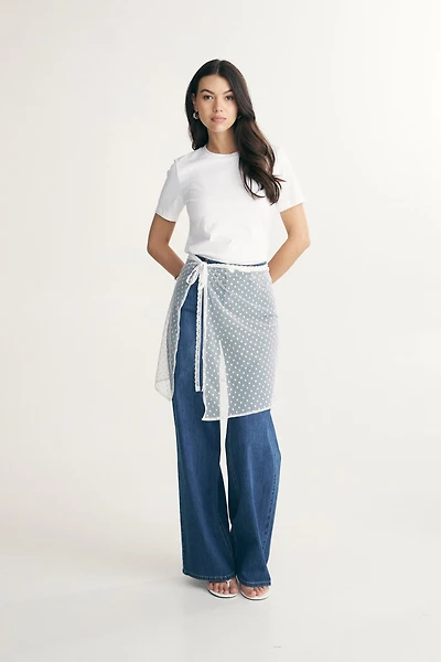 Layering lace tie skirt