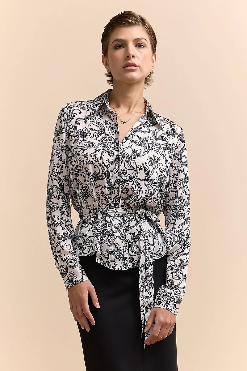Chemisier imprimé avec ceinture