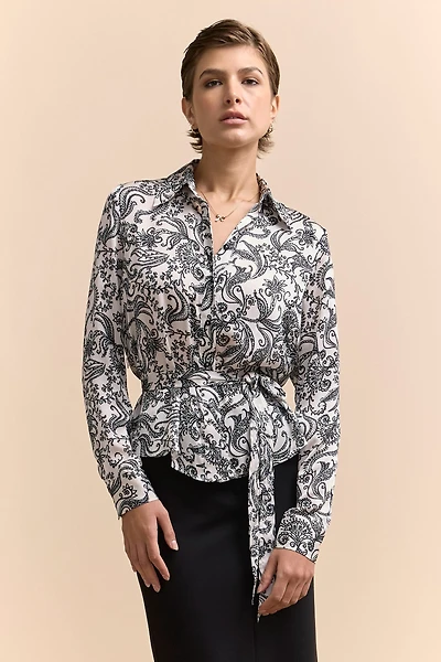 Chemisier imprimé avec ceinture