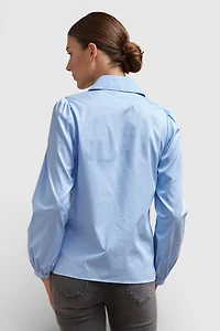 Puffy sleeve blouse with button detail
