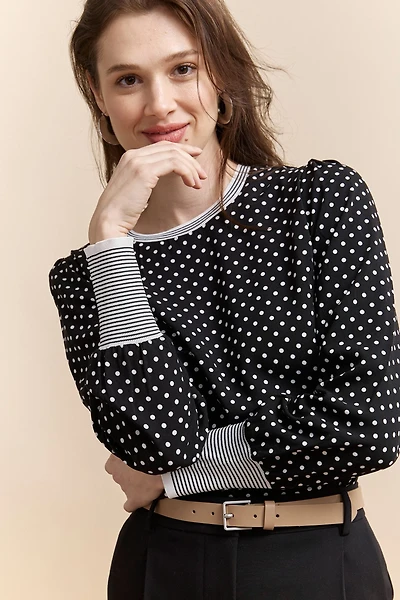 Blouse à pois manches bouffantes