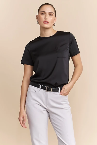 Satin short sleeves top