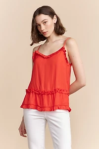Sleeveless top with frills