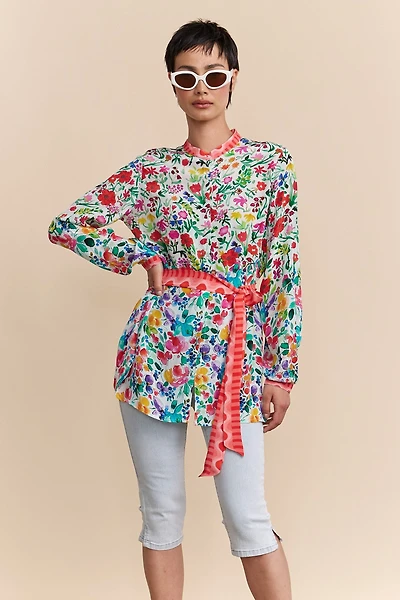 Printed blouse with sash
