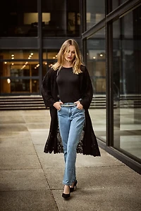 Veste longue en dentelle