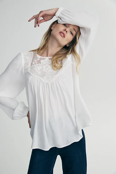 Top with lace yoke