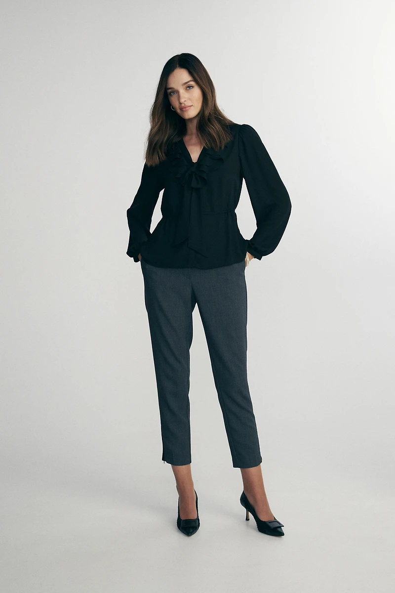 Blouse with front frill & tie