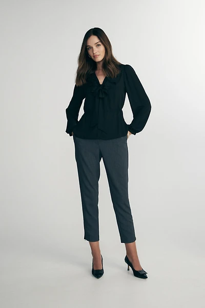 Blouse with front frill & tie