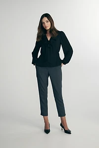 Blouse with front frill & tie