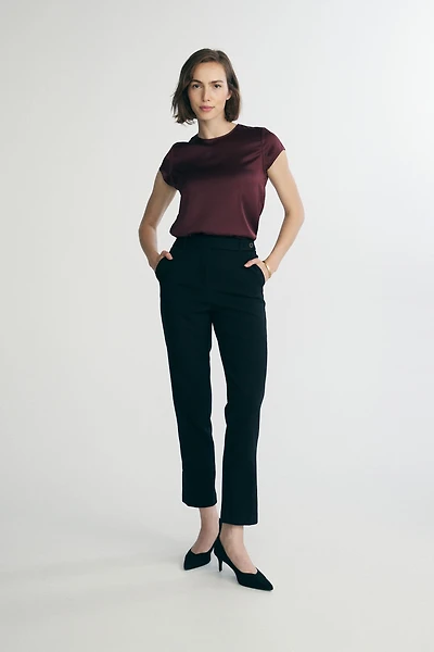 Short sleeve satin top
