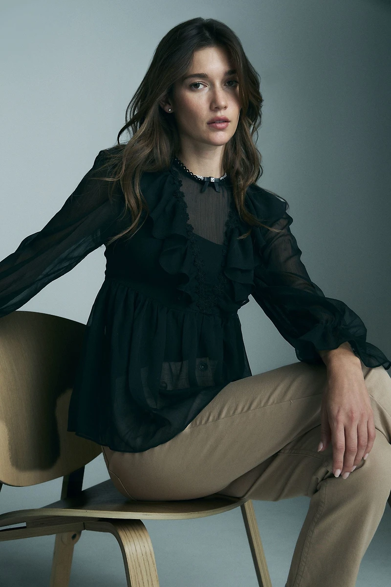 Blouse fluide avec fronces