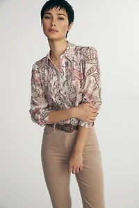 Printed blouse with pintucks detail