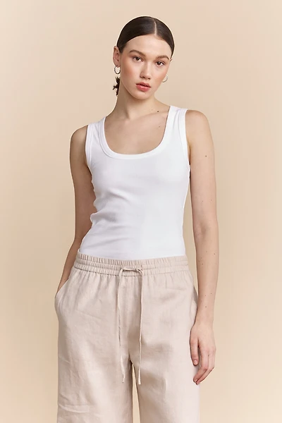 Ribbed tank top with scoop neck