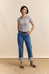 Textured T-shirt with print