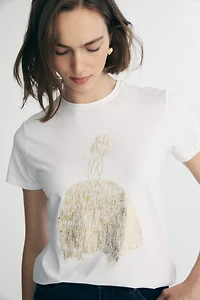 T-shirt with embroidery and print