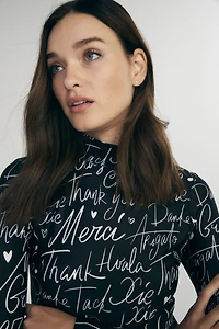 Mock neck printed top