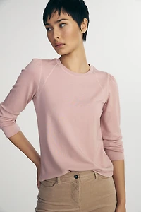 Crew neck shirt with puffy sleeve