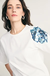 T-shir avec fleur de paillettes
