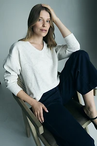 Oversized V-Neck Sweatshirt