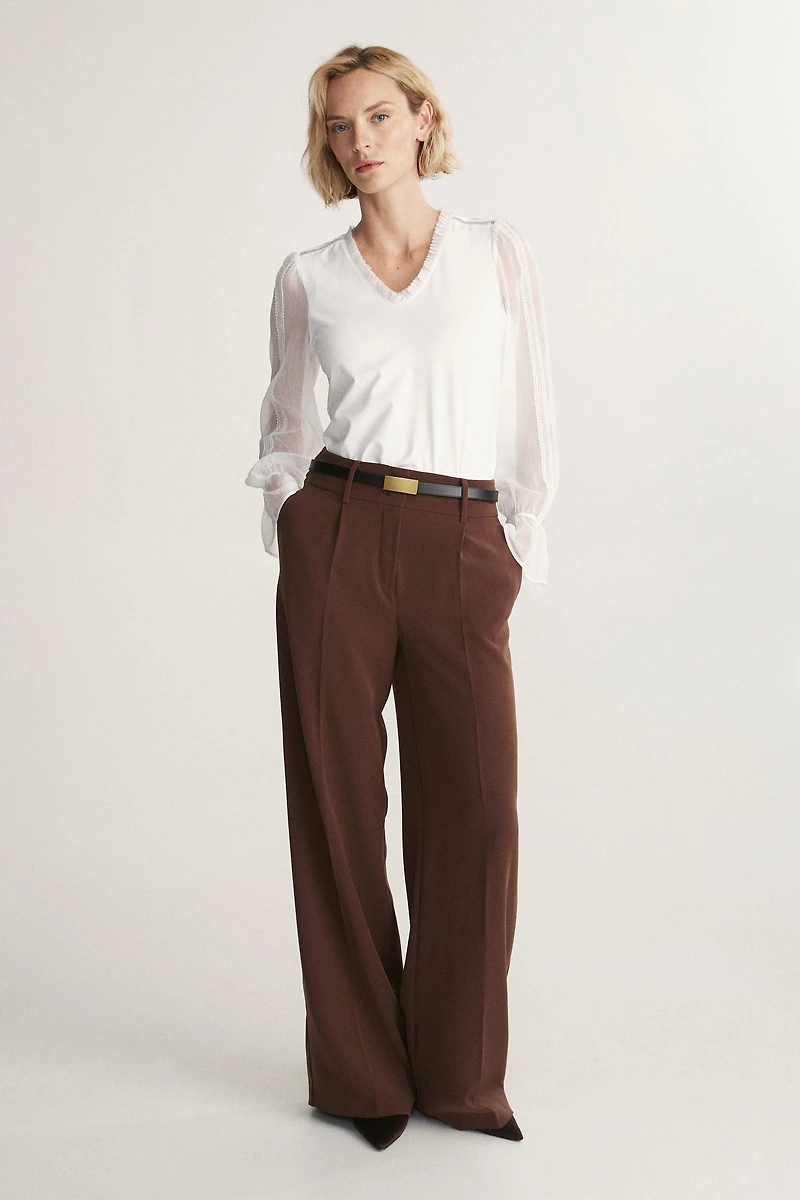 Jersey top with combo puffy sleeve