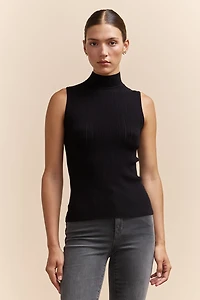 Pull sans manche avec col droit