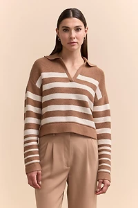 Pull rayé à col polo