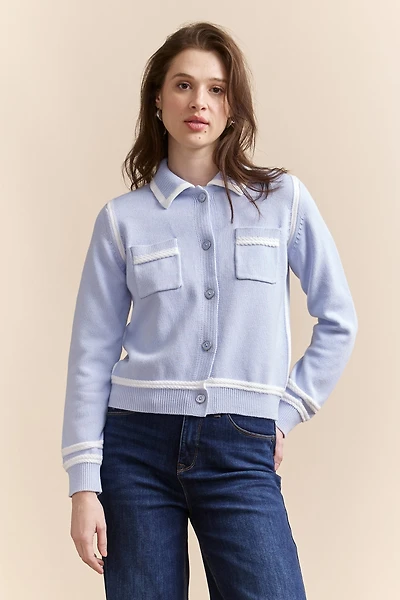 Point-collar cardigan
