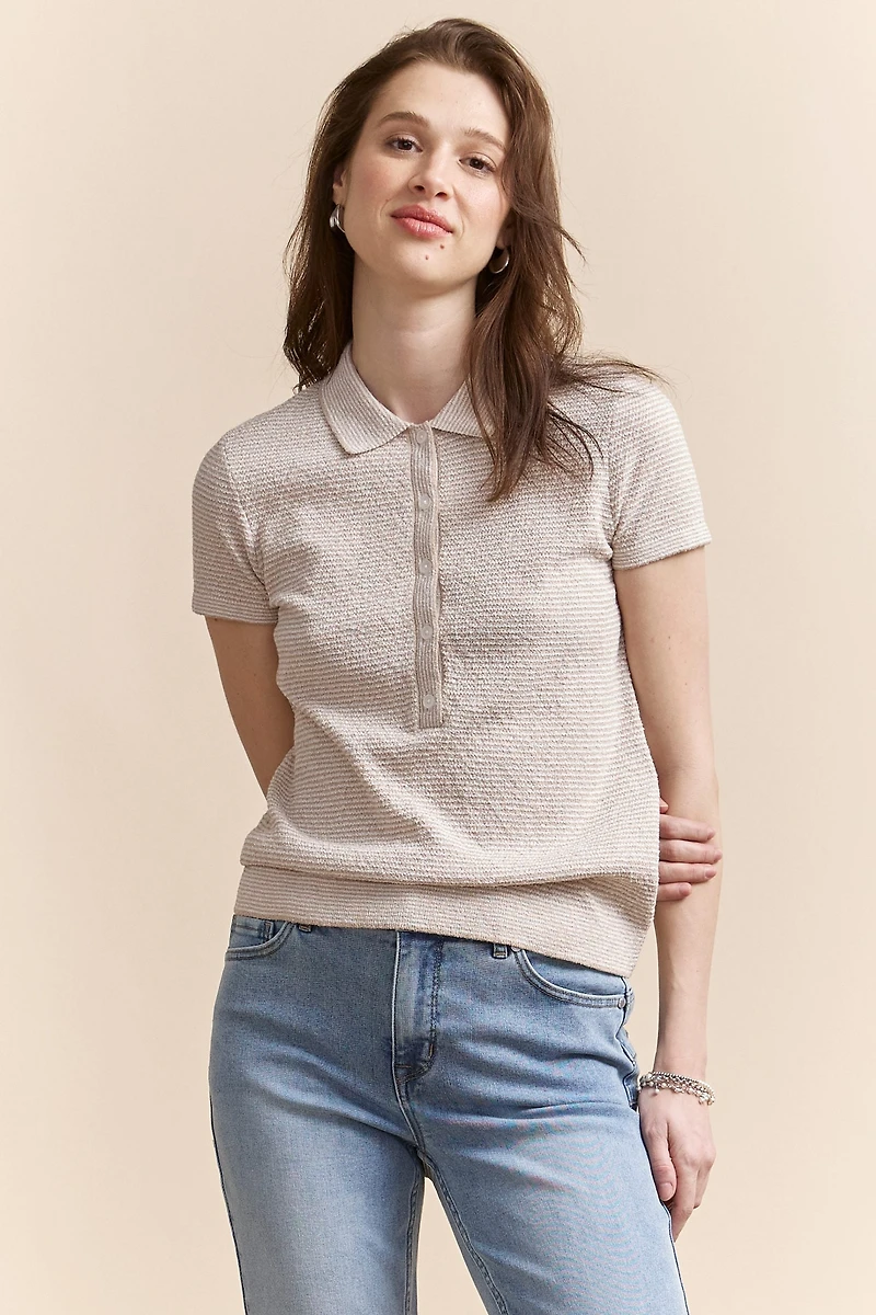 Polo en maille texturée