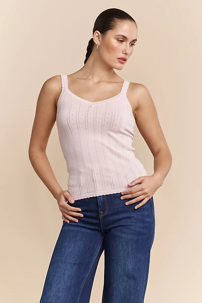 Pointelle knit cami