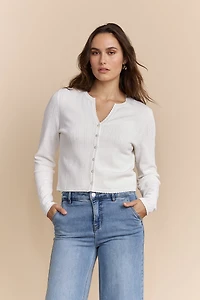 Pointelle knit cardigan