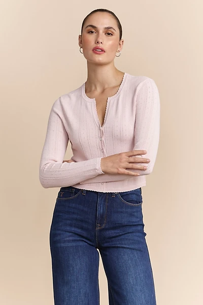 Pointelle knit cardigan