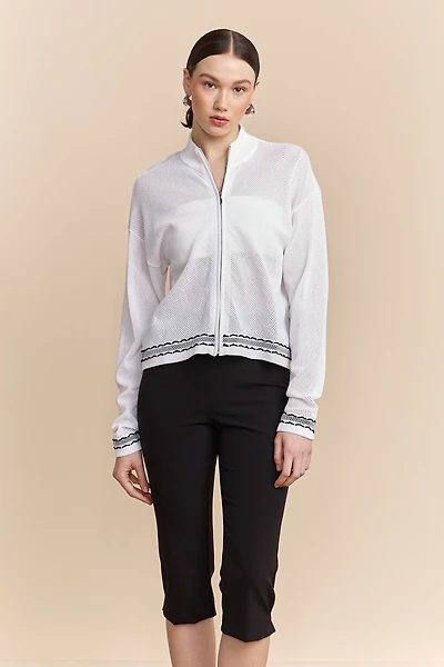 Mesh cardigan with zip