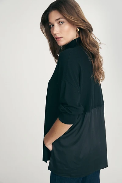 Relaxed fit sweater with satin back