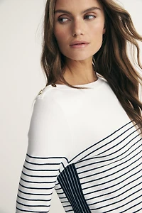 Boat neck striped sweater