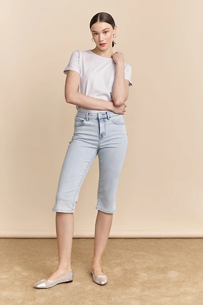 Jeans capri push up avec fentes à l'ourlet