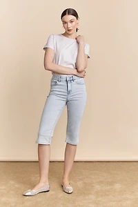 Jeans capri push up avec fentes à l'ourlet