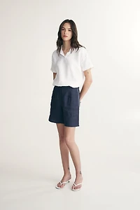Linen shorts with elastic