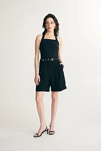 Pleated high waist shorts