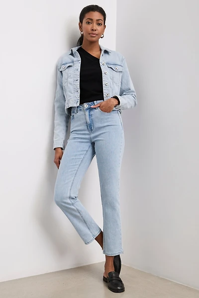 Jeans écourté taille haute