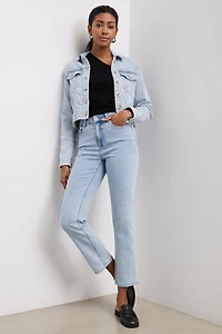 Jeans écourté taille haute