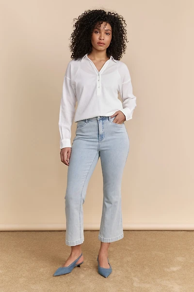 High waist crop flared jean