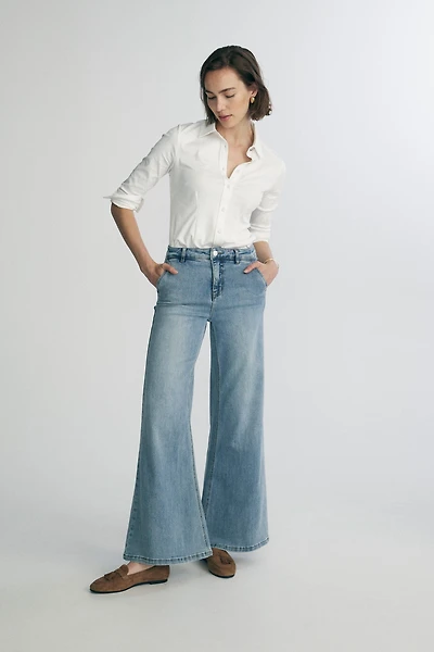 High waist extra wide leg jeans