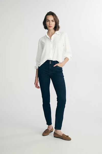Push up high waist slim jean with ribbon