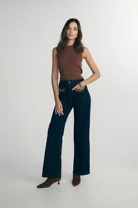 Jeans avec détails en faux suède