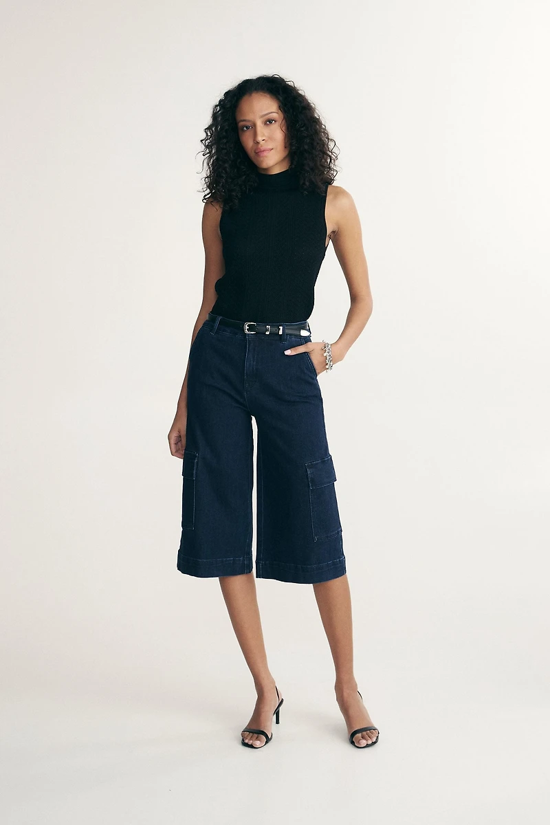 Wide-leg cargo cropped jeans