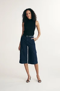 Wide-leg cargo cropped jeans