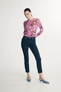 Jeans taille haute écourté