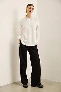 Pantalon jambe large en ponte