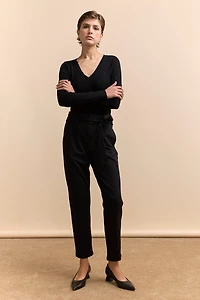 Pantalon taille haute à ceinture