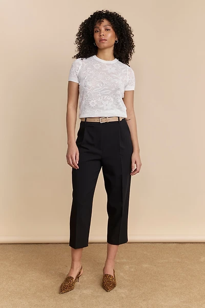 Cropped pants with pleats
